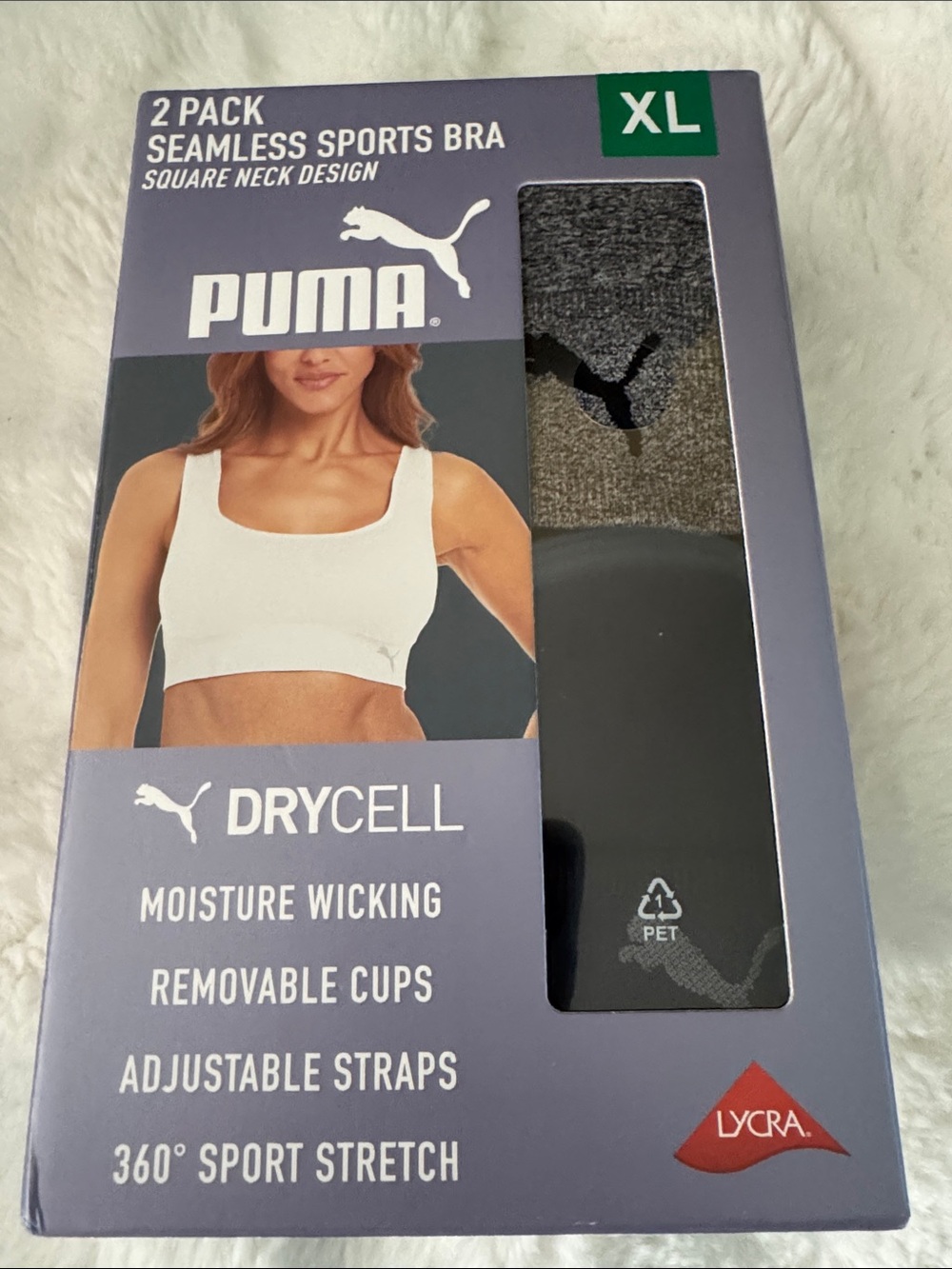 Puma Seamless Sports Bra 2-Pack in Black and Gray Heather